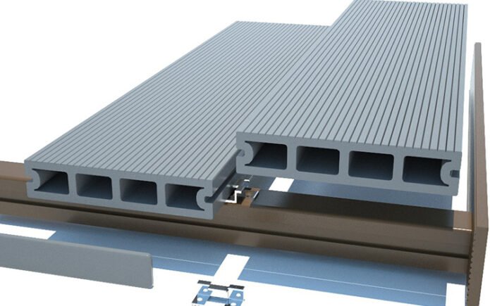 O deck composto se expande e contrai